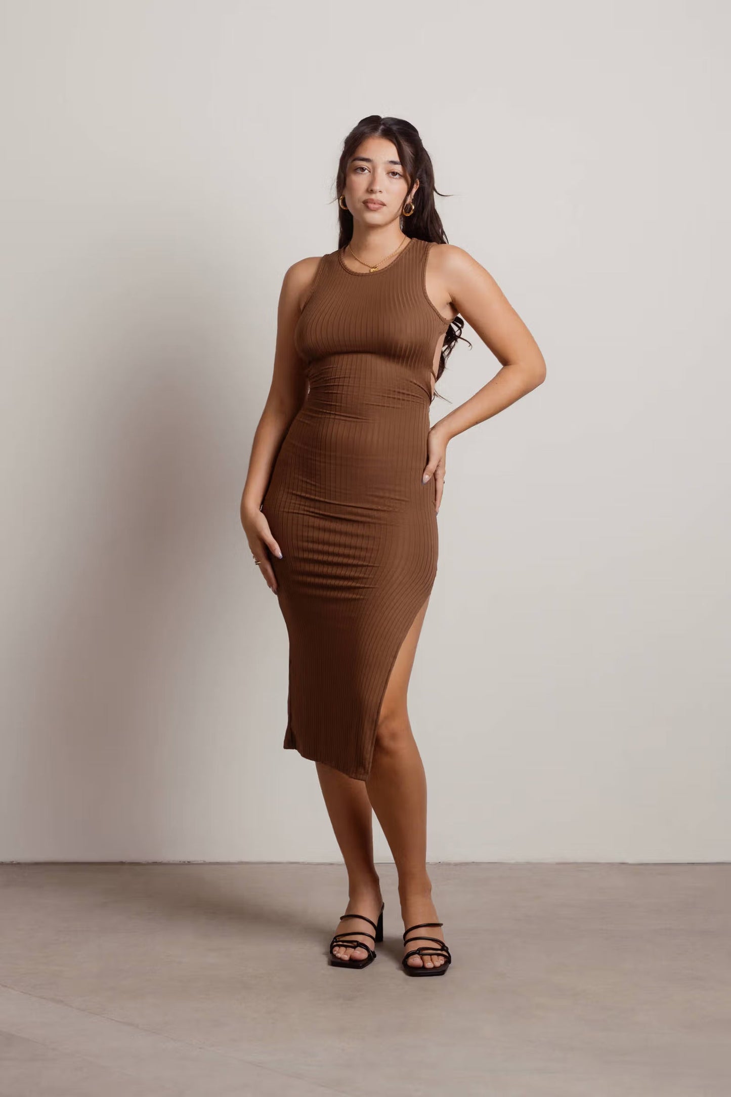 Tobi Katara Ribbed Open Back Midi Dress x2