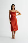 Tobi Emma Satin Cowl Neck Midi Dress