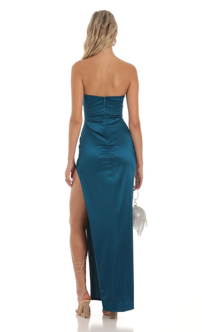 Lucy in the Sky Satin Strapless Maxi Dress
