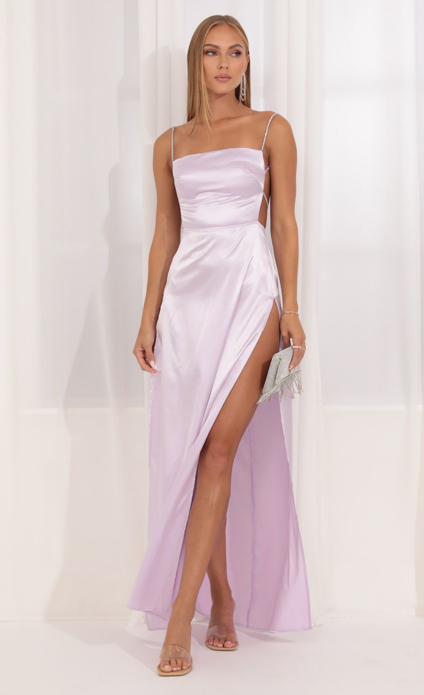 Lucy In The Sky Rhinestone Maxi Dress in Purple