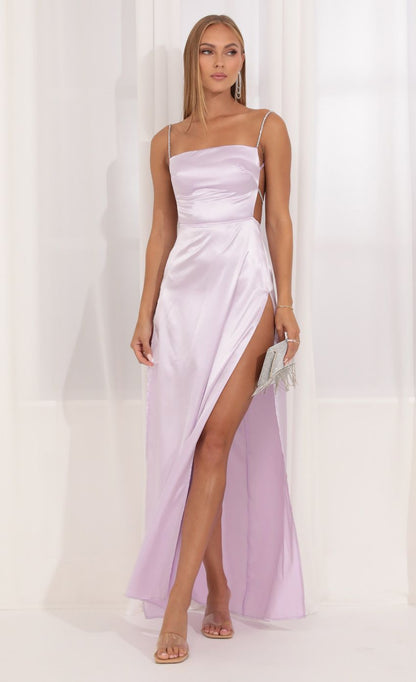 Lucy In The Sky Rhinestone Maxi Dress in Purple