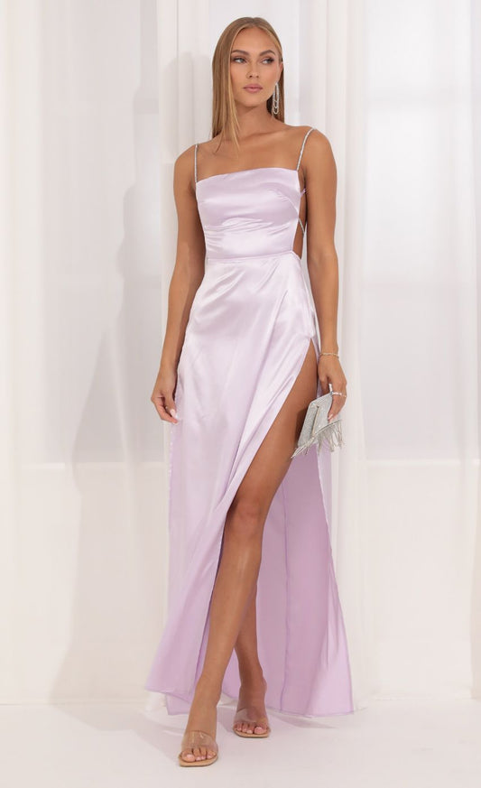 Lucy In The Sky Rhinestone Maxi Dress in Purple