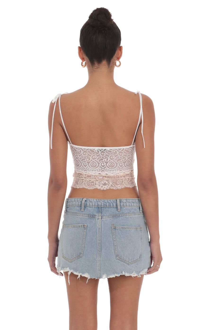 Lucy in the Sky Two Toned Lace Top in White