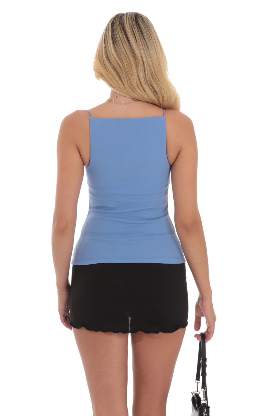 Lucy in the Sky Straight Neck Top in Blue