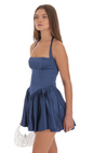 Lucy in the Sky Satin Halter A-line Dress