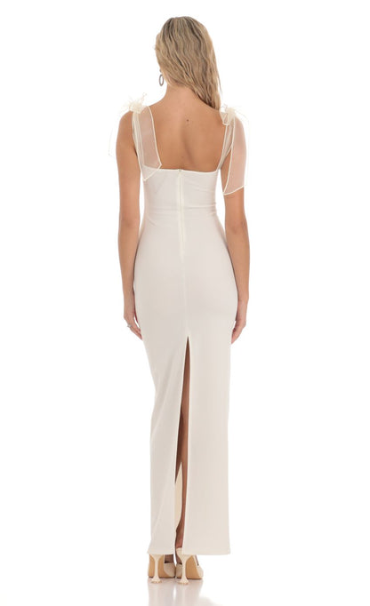 Lucy In The Sky Shoulder Ties Maxi Dress in White