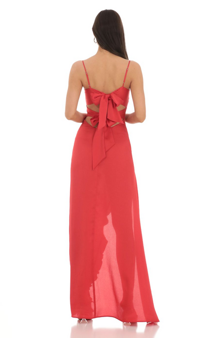 Lucy in the Sky Satin Front Twist Strappy Maxi Dress