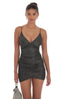 Lucy in the Sky Shimmer Ruched Cross-Back Dress