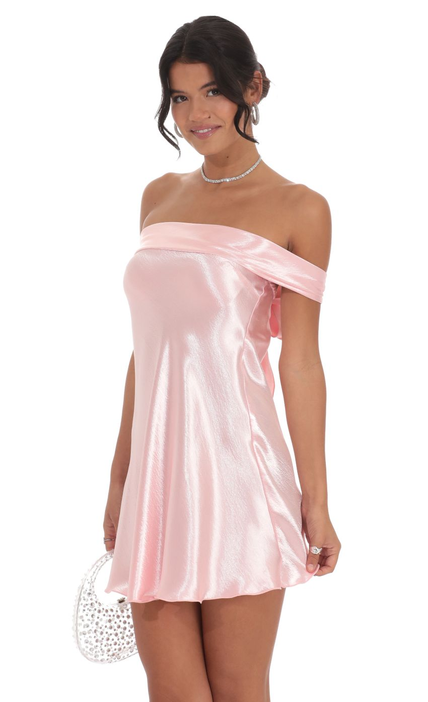 Lucy in the Sky Satin Off Shoulder Dress