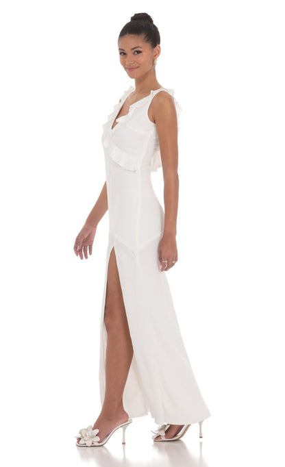 Lucy in the Sky Satin V-Neck Open Back Maxi Dress