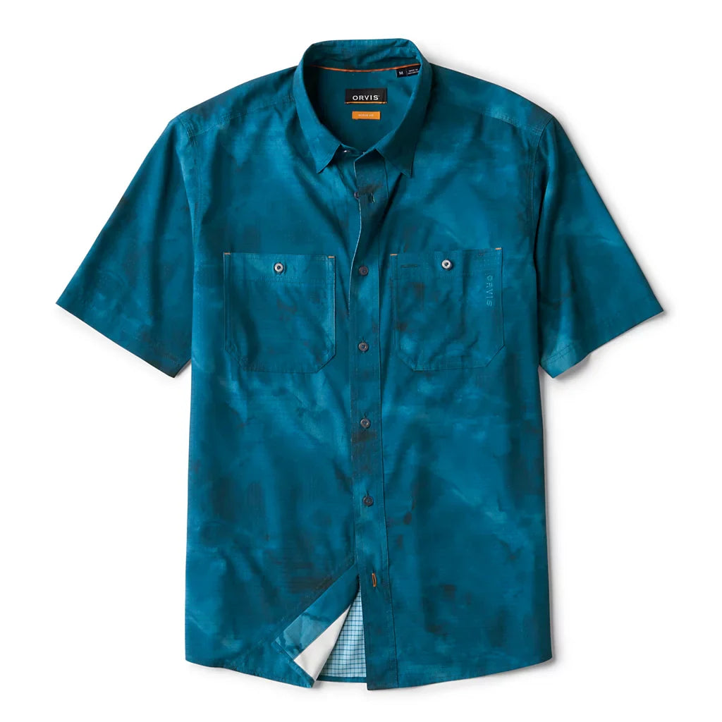 Orvis Men's Tropic Tech Printed Short-Sleeved Shirt - BLUE LAGOON CAMO