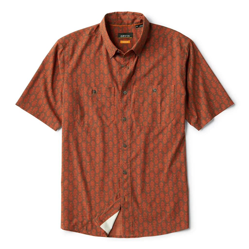 Orvis Men's Tropic Tech Printed Short-Sleeved Shirt - RED CLAY FISH