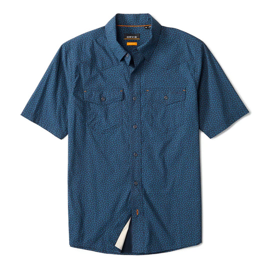 Orvis Men's River Guide Printed Short-Sleeve Western Shirt 2.0 - NAVY/PACIFIC