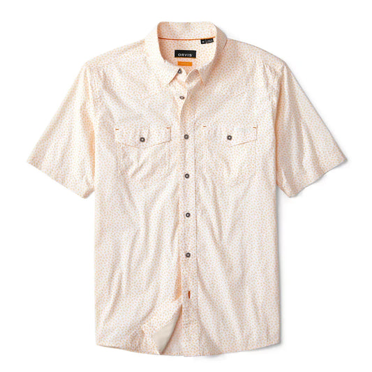 Orvis Men's River Guide Printed Short-Sleeve Western Shirt 2.0 - WHITE/TANGERINE