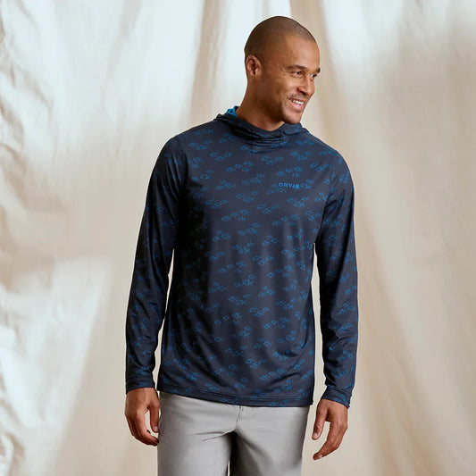Orvis Men's Sun Defense Hoodie - TRUE NAVY PERMIT