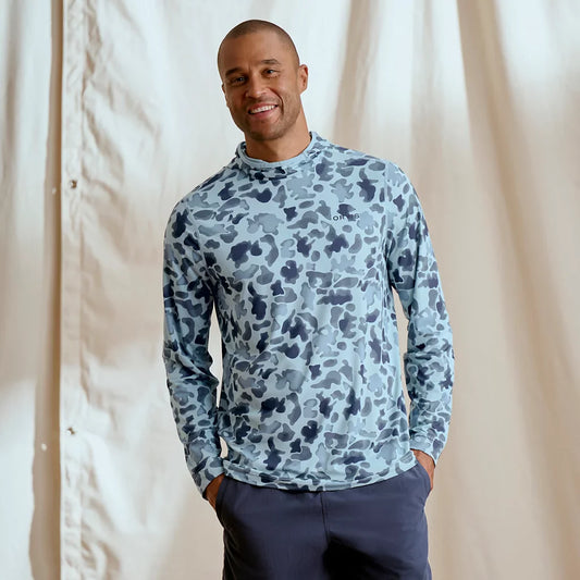 Orvis Men's Sun Defense Hoodie - BLUE WATERCOLOR CAMO