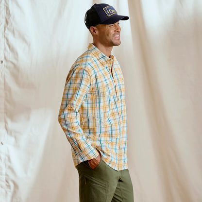 Orvis Men's Open Air Caster Plaid Long-Sleeve Shirt - TANGERINE/PEACOCK