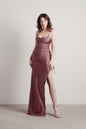 Tobi What A Night Ruched High Slit Maxi Dress