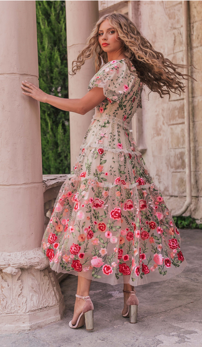 JessaKae Rose Dress -Maxi - Cream