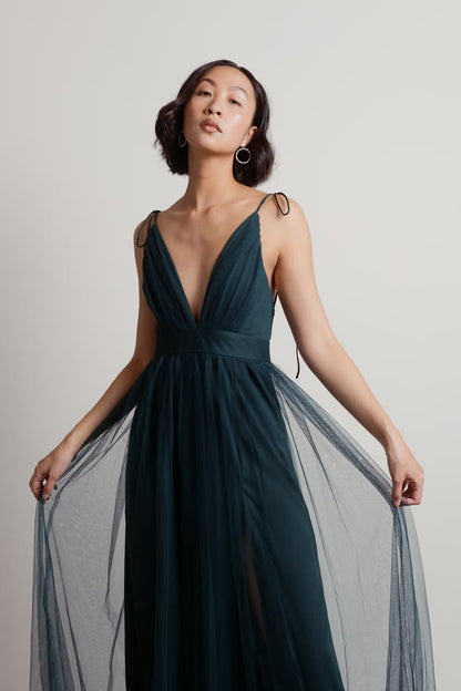 Tobi Slay The Night Deep V Double High Slit Maxi Dress