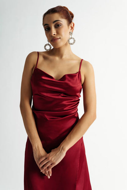 Tobi Emma Satin Cowl Neck Midi Dress