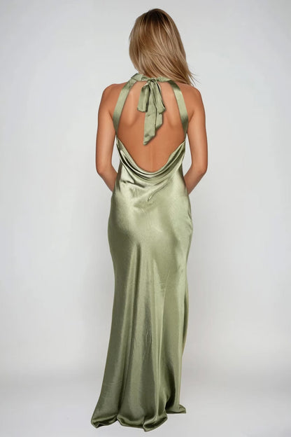 Tobi Catch You Staring Satin Open Back Maxi Dress