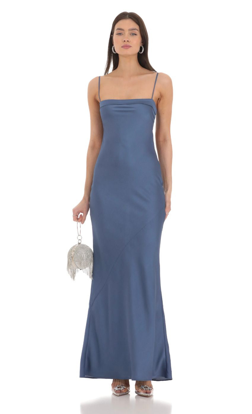 Lucy in the Sky Satin Open Back Maxi Dress
