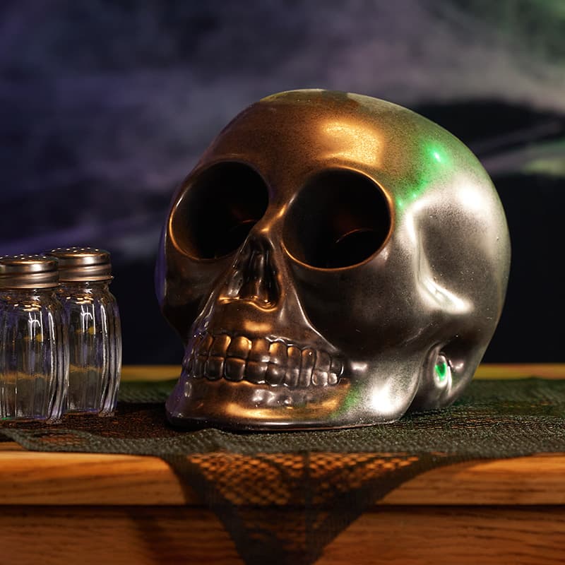 Cracker Barrel Skull Eyes Stoneware Salt and Pepper Set