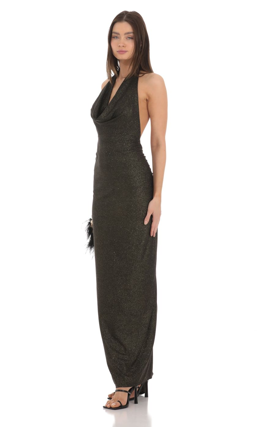 Lucy in the Sky Shimmer Open Back Halter Bodycon Dress