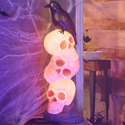 Cracker Barrel 3' Foot Skull Stack with Raven Blow Mold