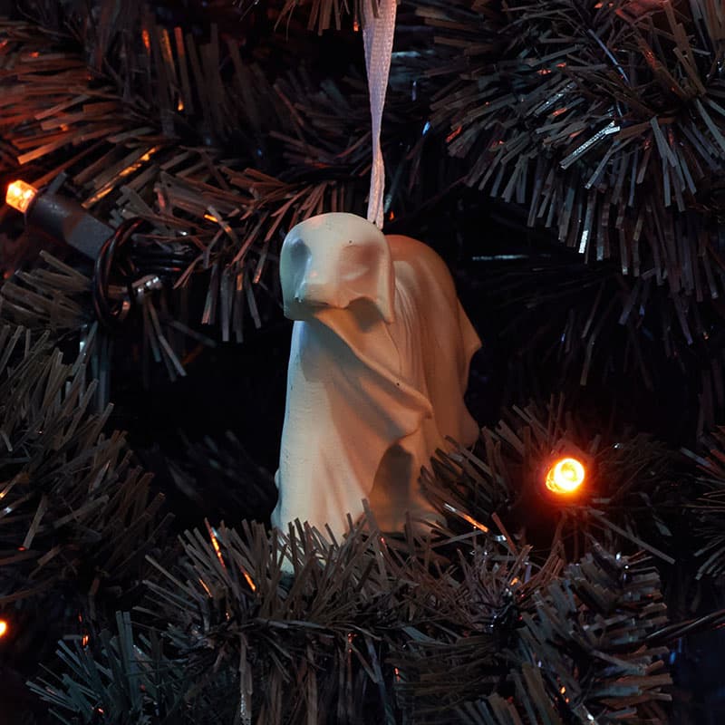 Cracker Barrel Resin Ghost Dog Ornament