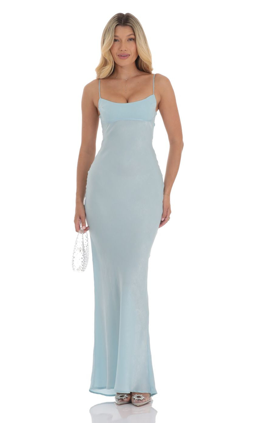 Lucy in the Sky Satin Open Back Maxi Dress 1