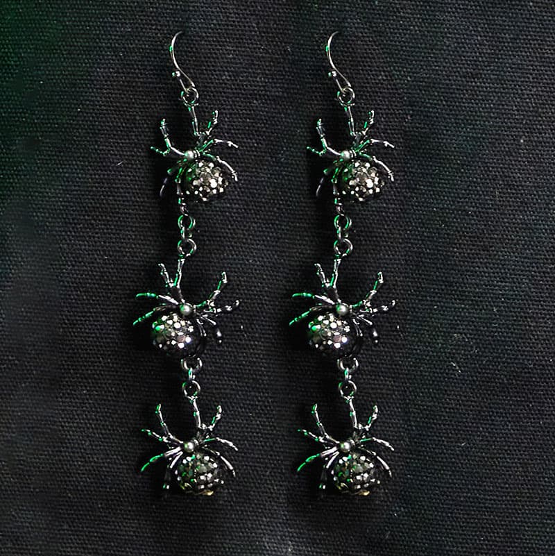 Cracker Barrel Black Fireball Spider Earrings