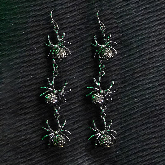 Cracker Barrel Black Fireball Spider Earrings