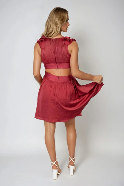 Tobi Hot To Go Ruffle Cut Out Mini Dress