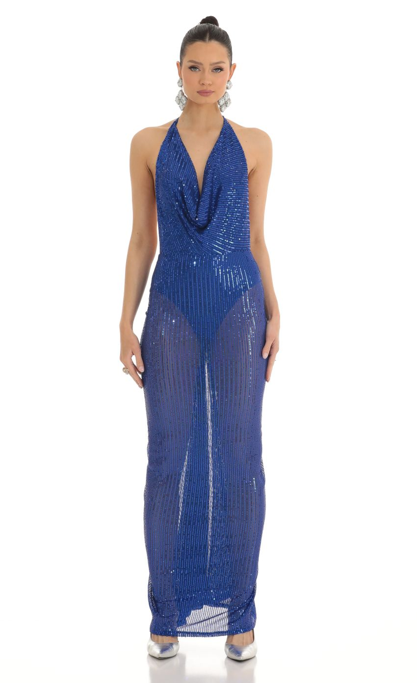 Lucy in the Sky Shimmer Open Back Halter Bodycon Dress