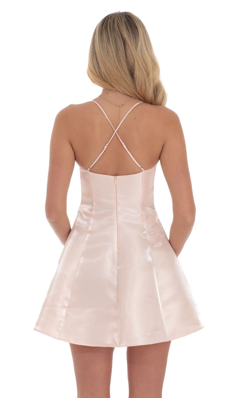 Lucy in the Sky Sheen Fit and Flare Dress in Pink