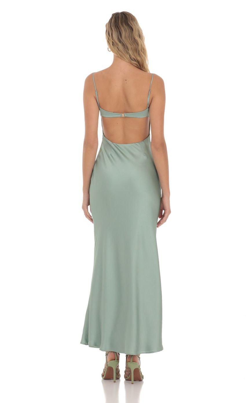 Lucy in the Sky Satin Sweetheart Neck Maxi Dress