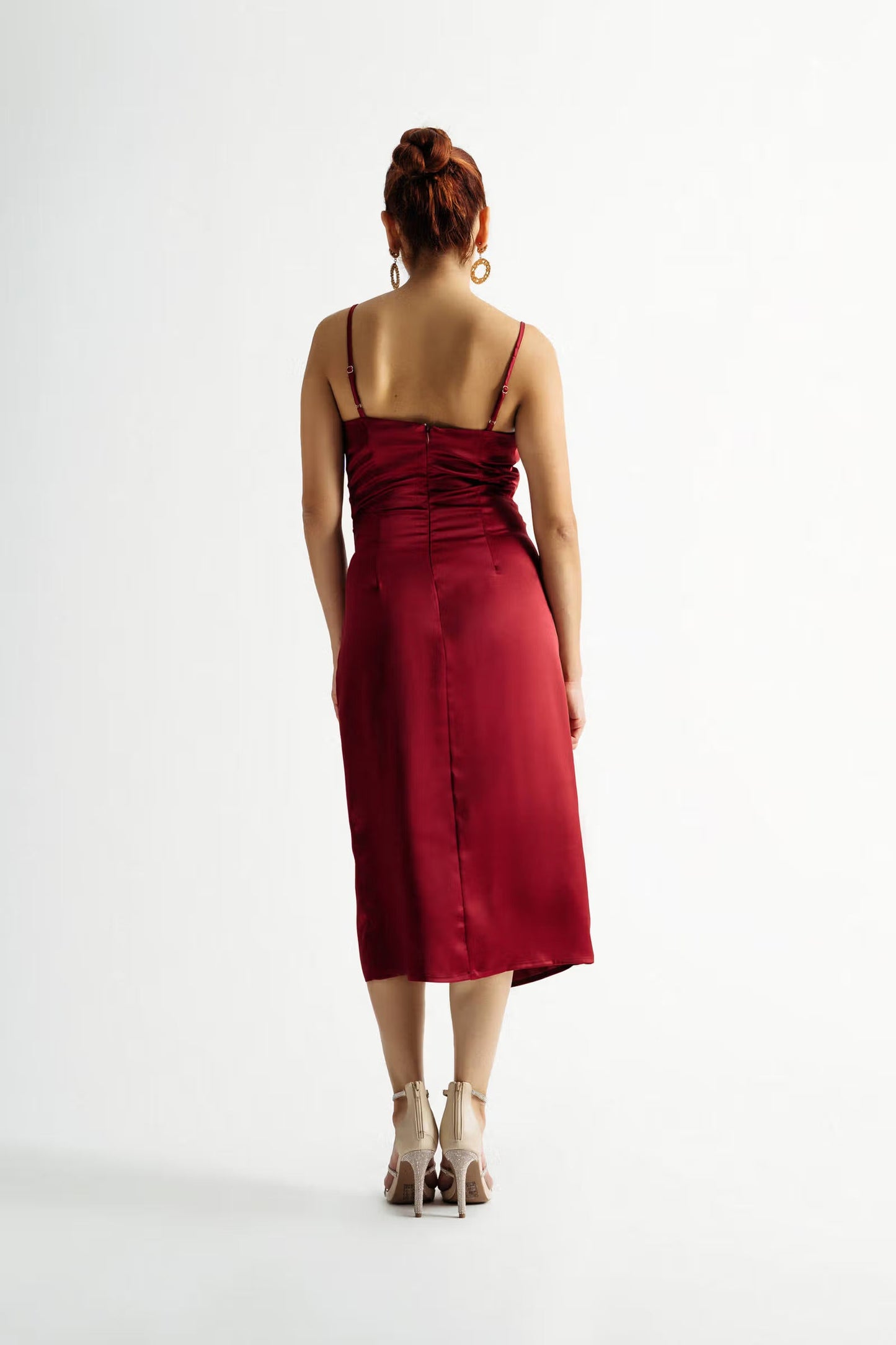 Tobi Emma Satin Cowl Neck Midi Dress