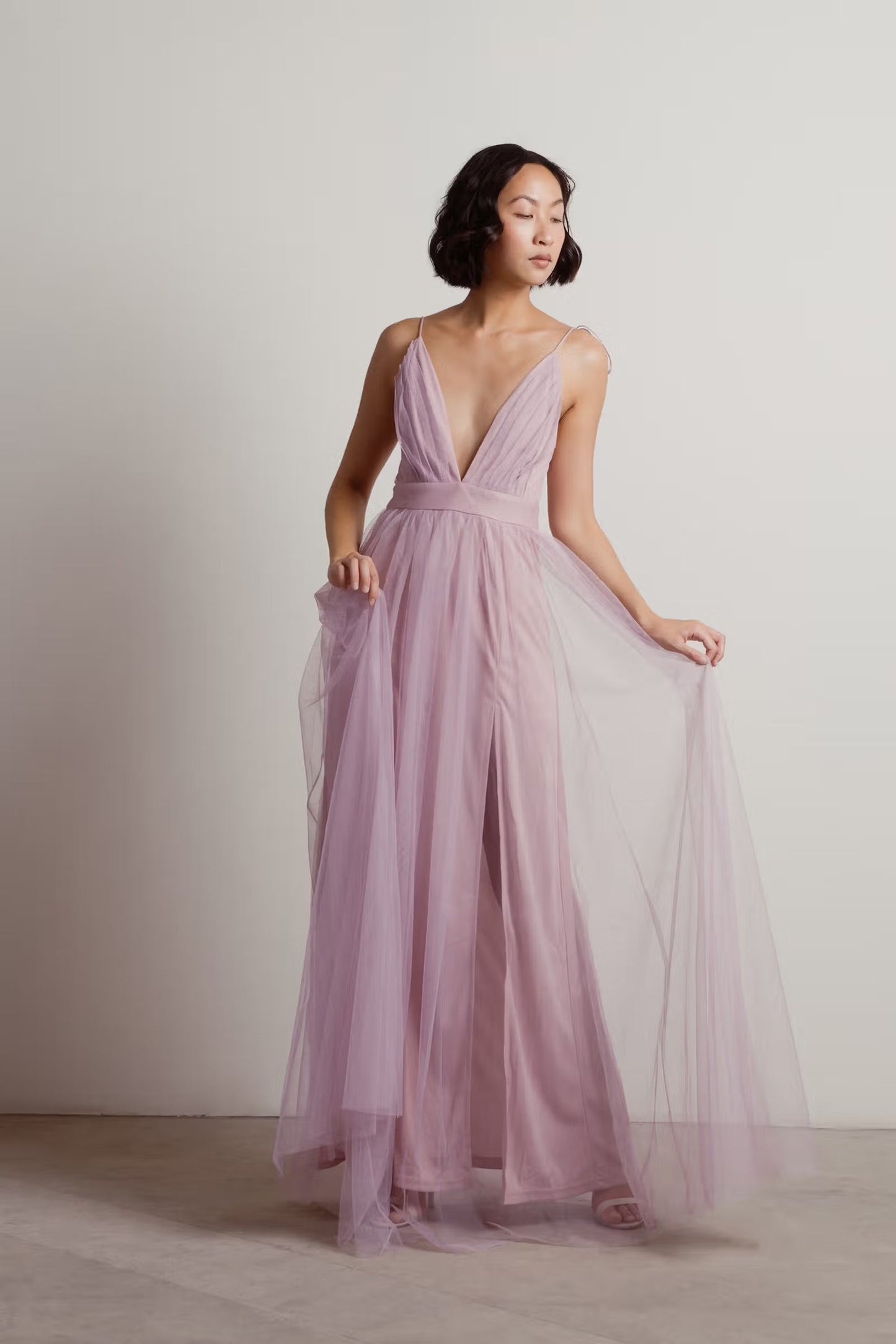 Tobi Slay The Night Deep V Double High Slit Maxi Dress