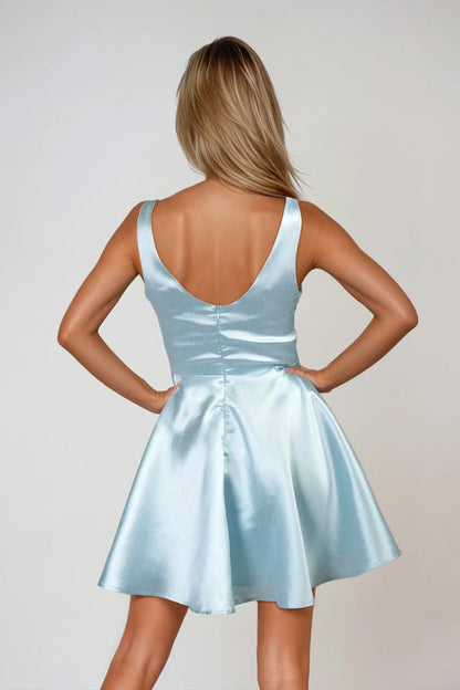 Tobi Ocean Eyes Satin V-Neck Mini Dress