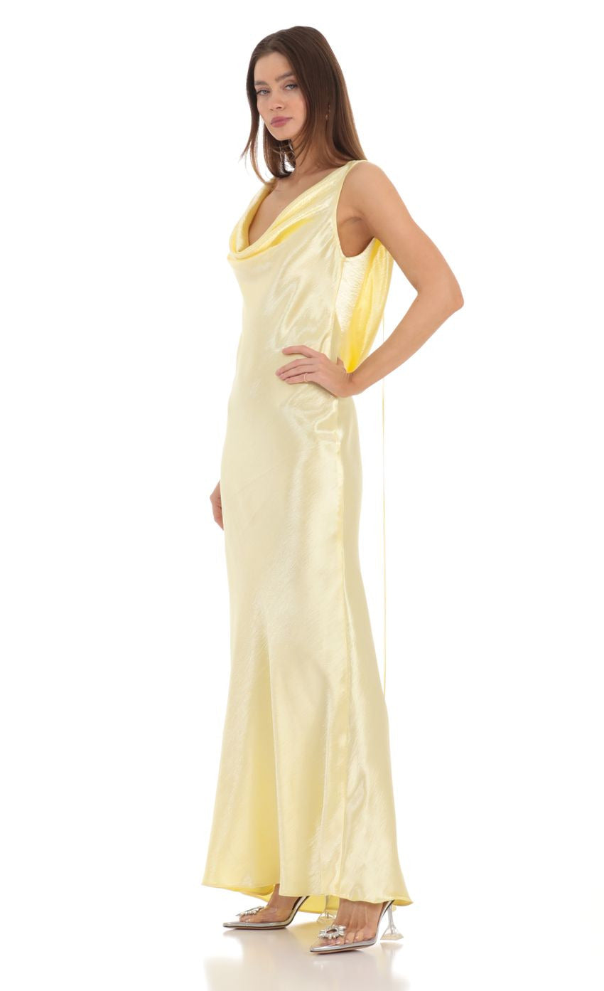 Lucy in the Sky Satin Cowl Neck Maxi Dress