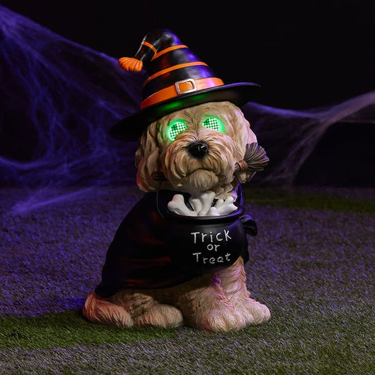 Cracker Barrel Lit Halloween Witch Dog
