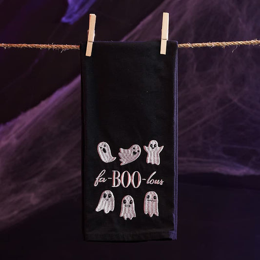 Cracker Barrel Ghosts Embroidered Tea Towel