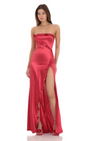 Lucy in the Sky Strapless Satin Maxi Dress
