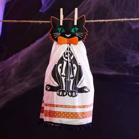 Cracker Barrel Halloween Cat Kitchen Towel