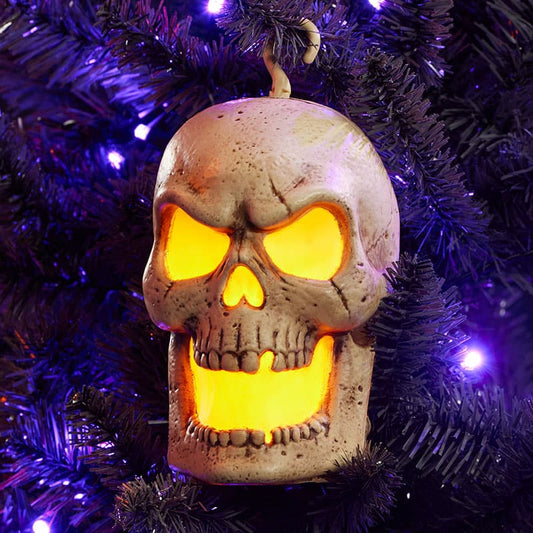 Cracker Barrel Blow Mold Flaming Skull Ornament