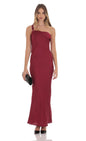 Lucy in the Sky Satin One Shoulder Tassel Maxi Dress