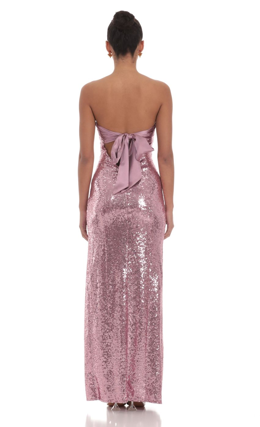 Lucy in the Sky Sequin Satin Back Tie Maxi Dress