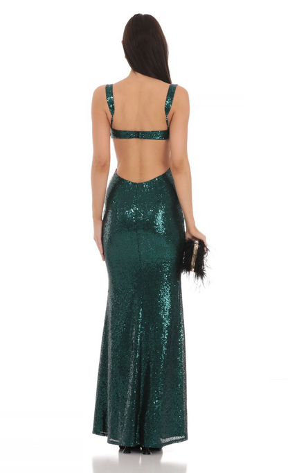 Lucy in the Sky Sequin Cutout Maxi Dress